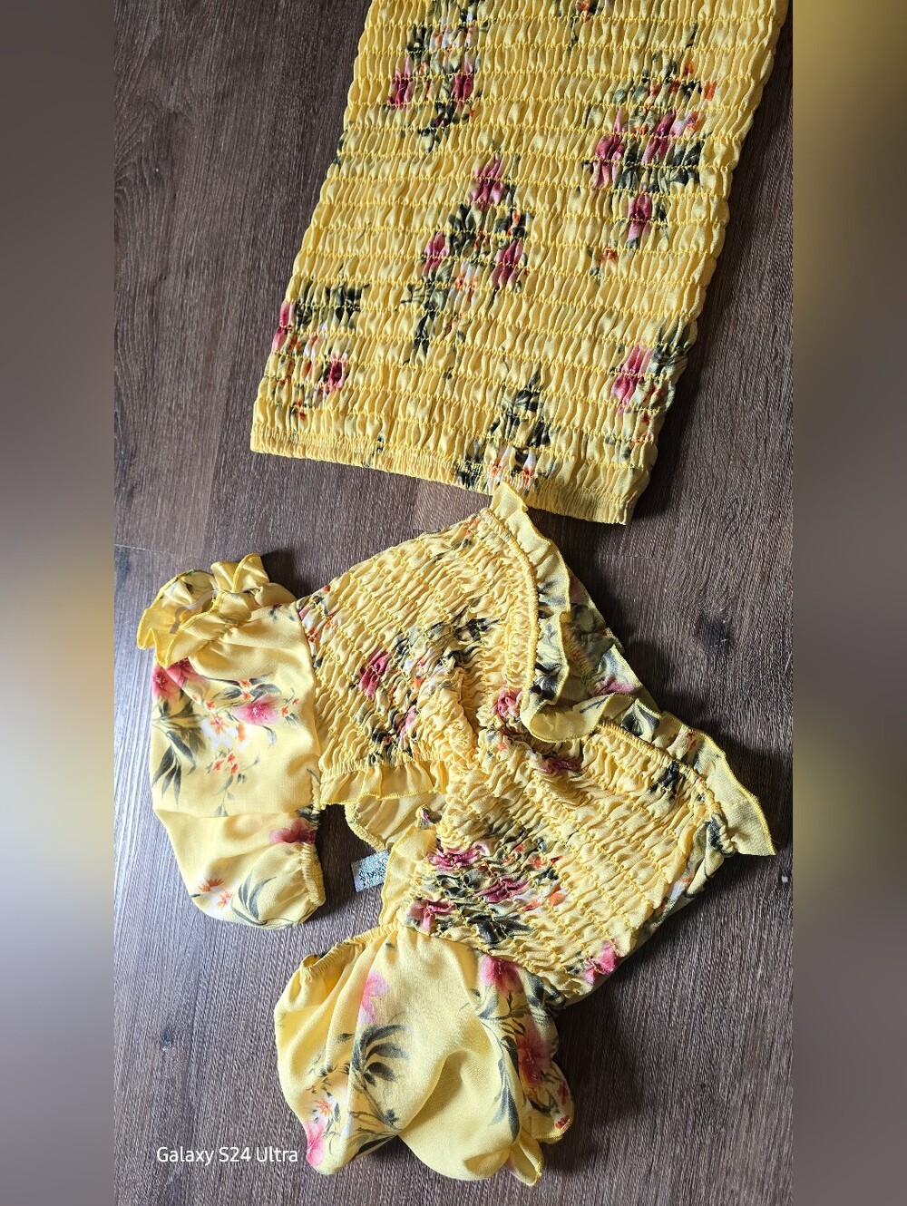 Yellow Floral Smocked Two-Piece Set